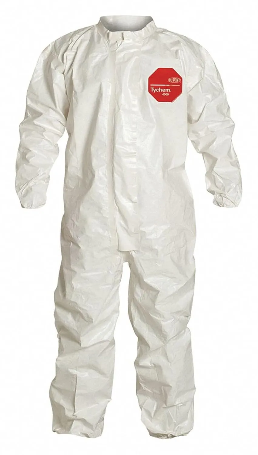 Dupont SL125TWH2X000600 SL Coverall with Collar, Elastic Wrists and Ankles, Taped Seam, XX-Large, White (Pack of 6)