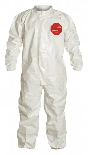 Dupont SL125TWH2X000600 SL Coverall with Collar, Elastic Wrists and Ankles, Taped Seam, XX-Large, White (Pack of 6)