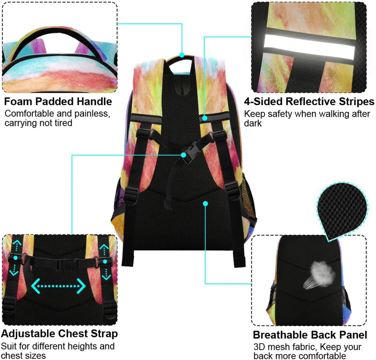Dust Explode Backpack Laptop Backpacks Book Bags Water Resistant Daypack Durable College Shoulder Bag Sports Travel Day Pack