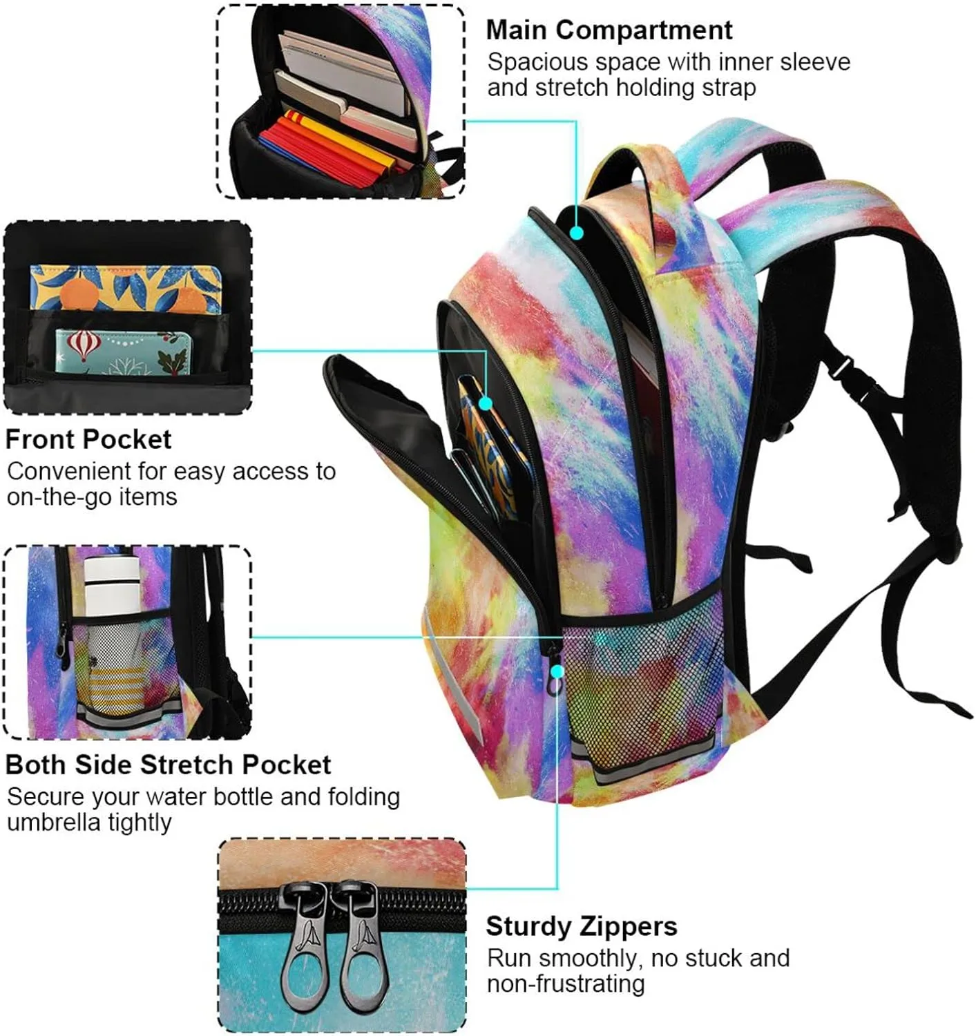 Dust Explode Backpack Laptop Backpacks Book Bags Water Resistant Daypack Durable College Shoulder Bag Sports Travel Day Pack