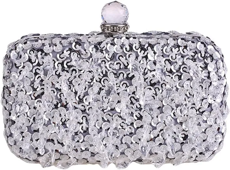 E-commerce source new women's beaded dinner bag clutch bag hard box small square bag ladies dress bag