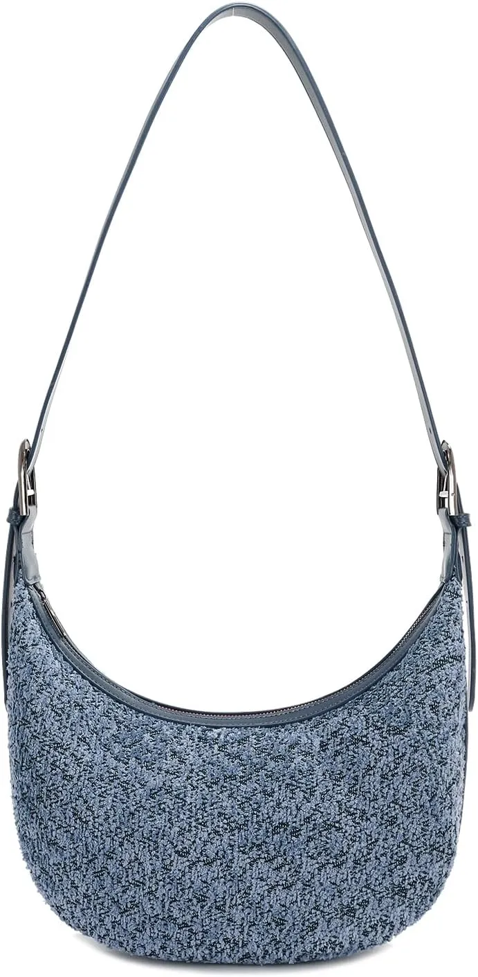 E Sherpa Shoulder Bag for Women Jacquard Fleece Hobo Tote Handbag Clutch Purse