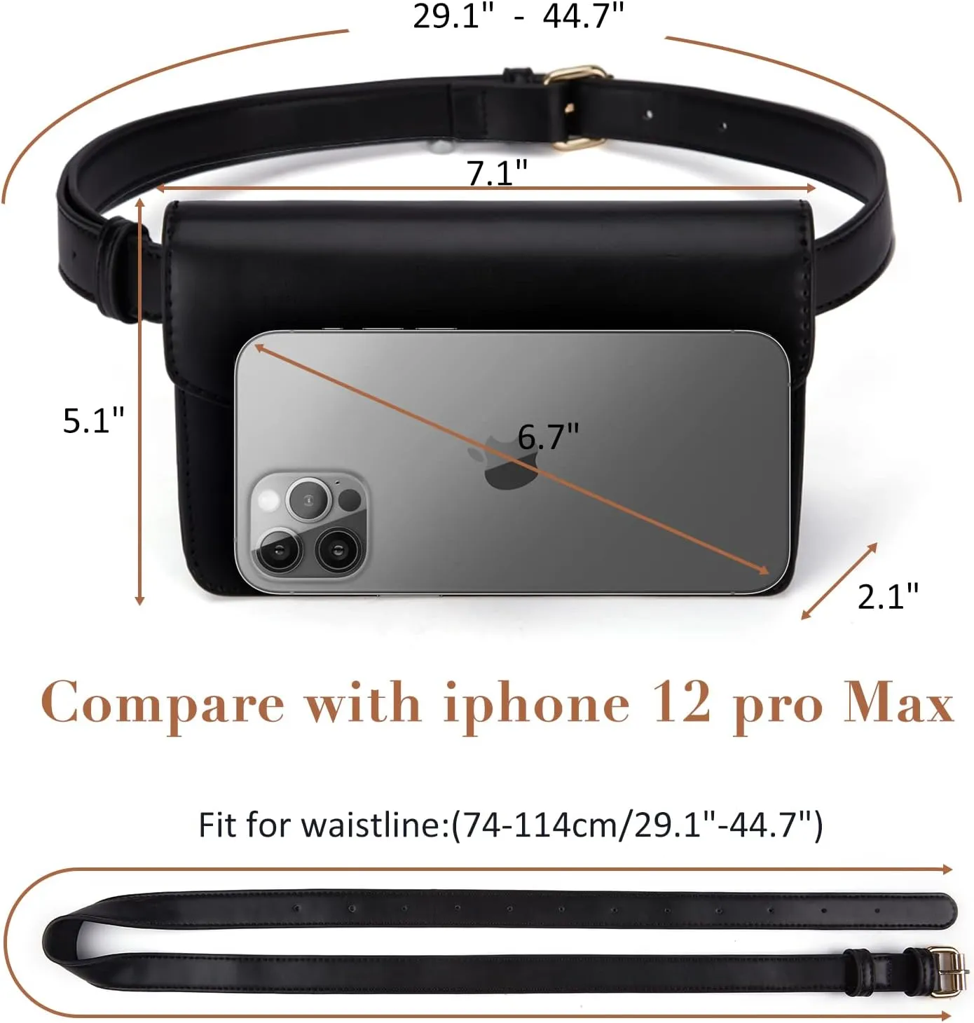 ECOSUSI Fanny Pack for Women PU Leather Belt Bag Waist Bag Fashion Waist Pack Pouch Small Purse for Party, Travel, Hiking