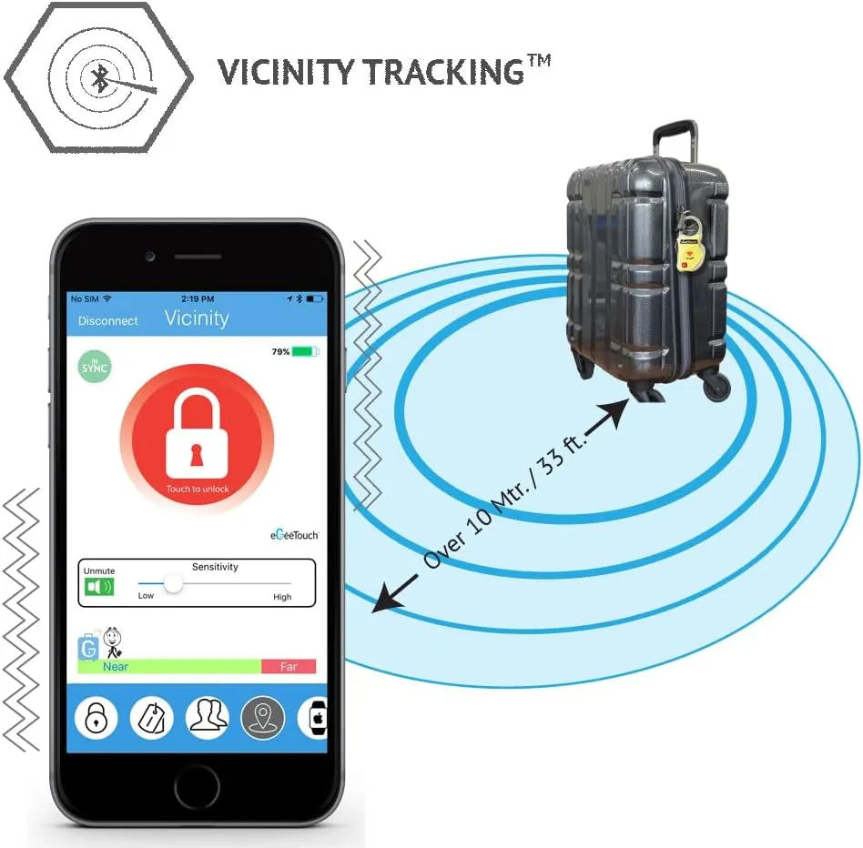 eGeeTouch Smart Travel Lock-Secure & Track Your Luggage/Backpack Anywhere You go.. (Mix 2 Pack)
