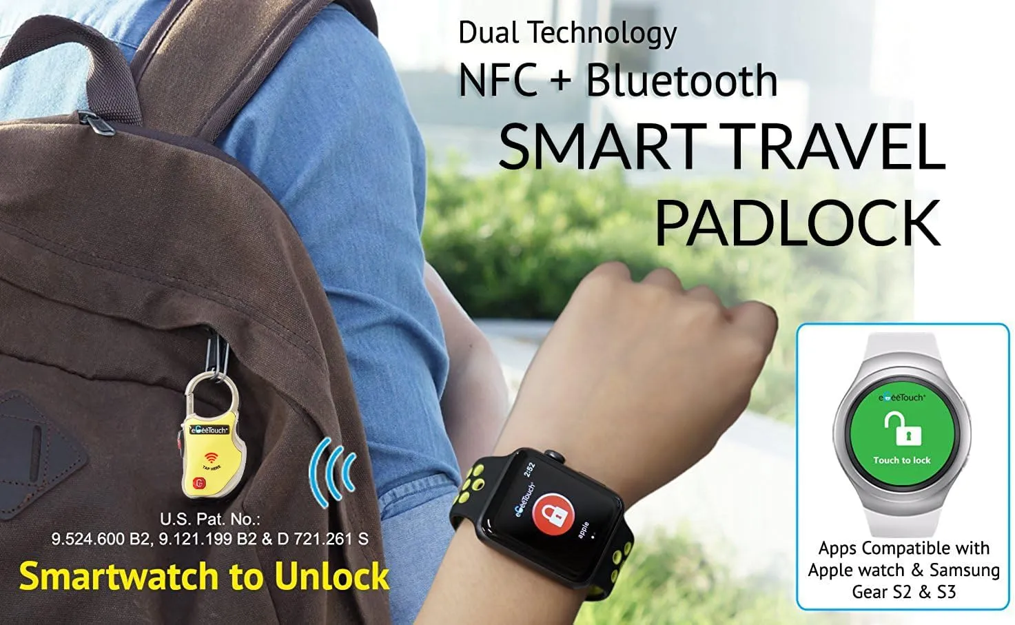 eGeeTouch Smart Travel Lock-Secure & Track Your Luggage/Backpack Anywhere You go.. (Mix 2 Pack)