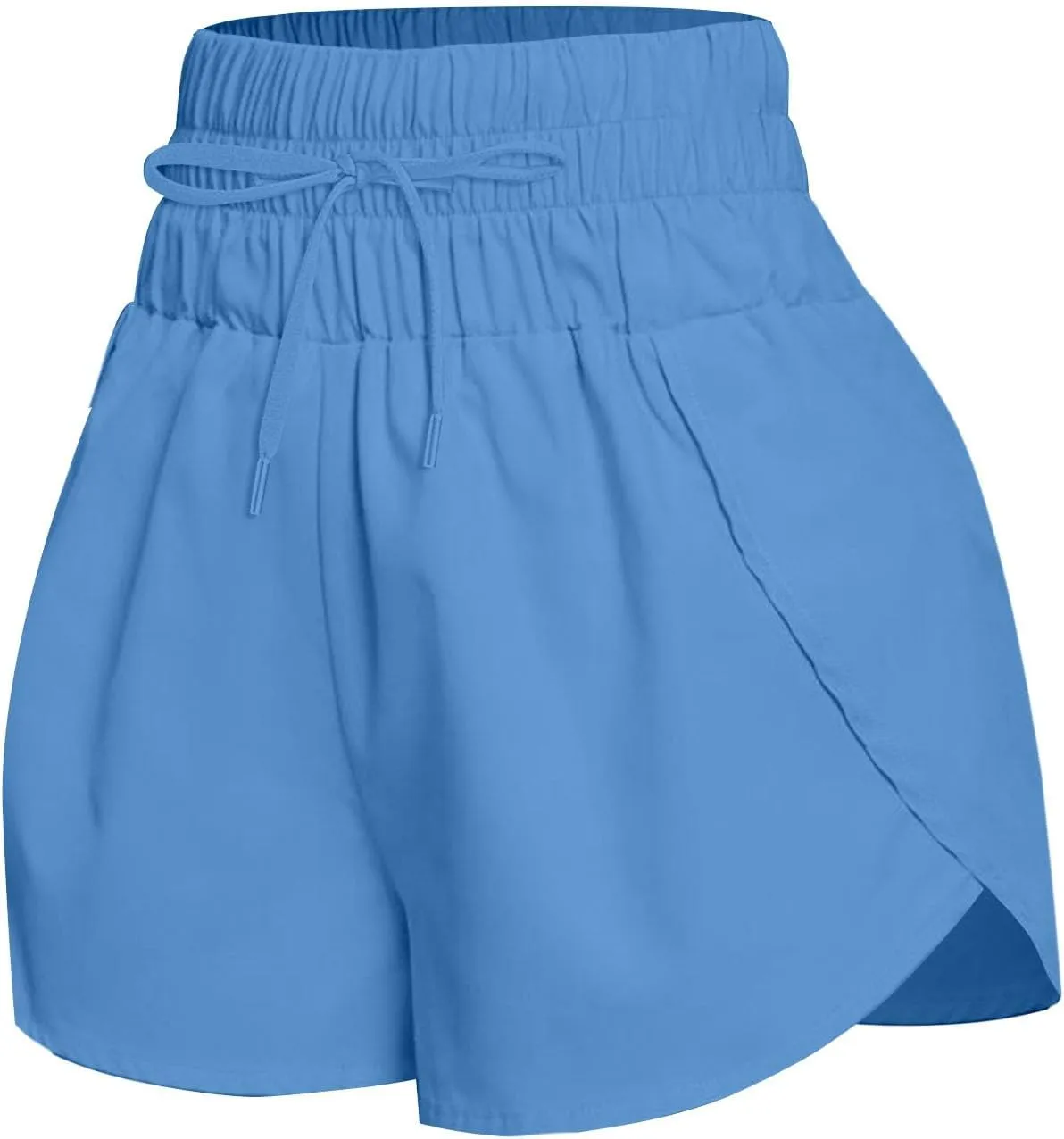 Elastic High Waisted Dolphin Athletic Running Shorts for Women 3" High Split Comfy Liner for Gym Workout