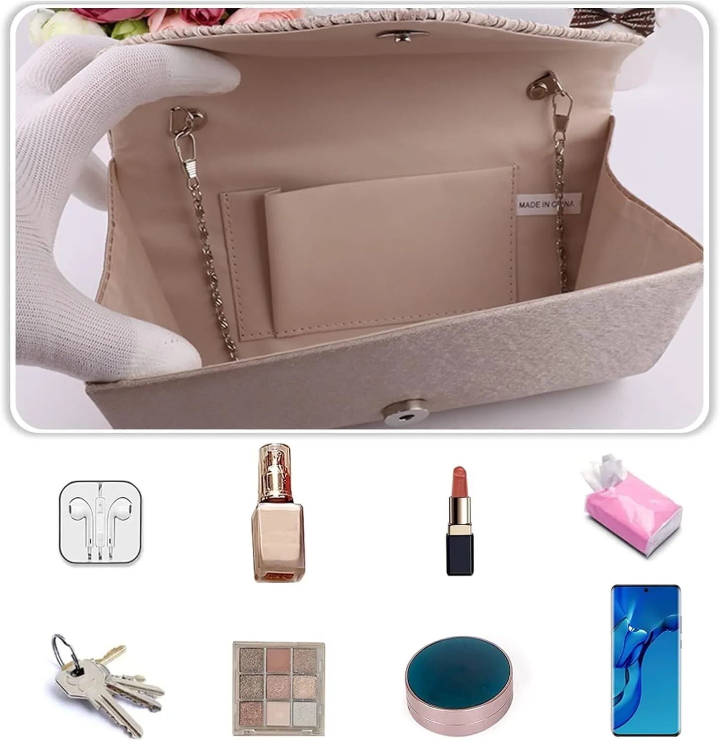 Elegant Shoulder Glitter Crossbody Evening for Women Rhinestone Clutch Envelope Handbag Bridal Wedding Purse