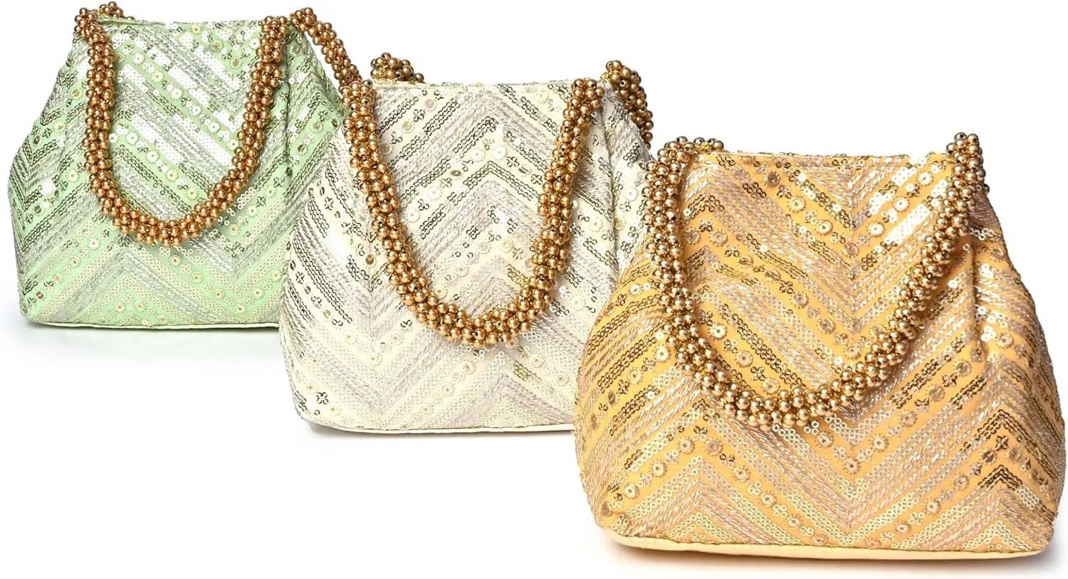Embroidered Potli Bag with Beaded Handle | Designer Ethnic Party Clutch | Traditional Handcrafted Handbag
