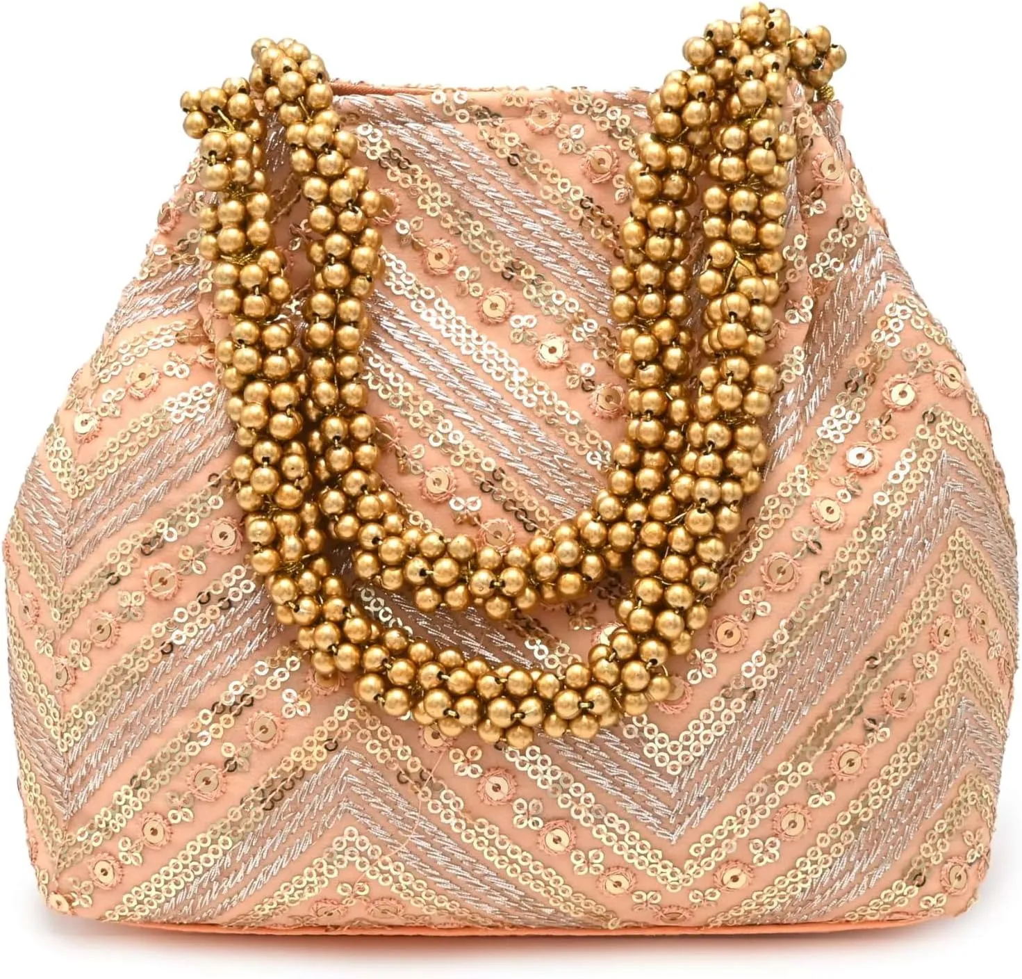 Embroidered Potli Bag with Beaded Handle | Designer Ethnic Party Clutch | Traditional Handcrafted Handbag