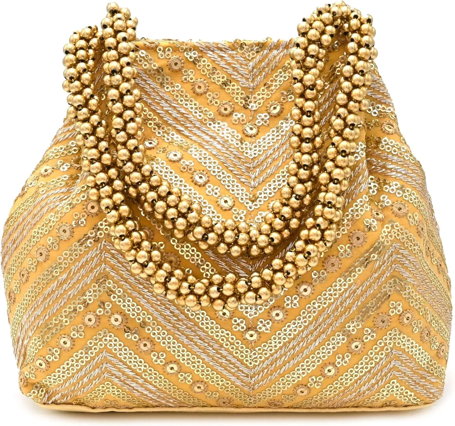 Embroidered Potli Bag with Beaded Handle | Designer Ethnic Party Clutch | Traditional Handcrafted Handbag