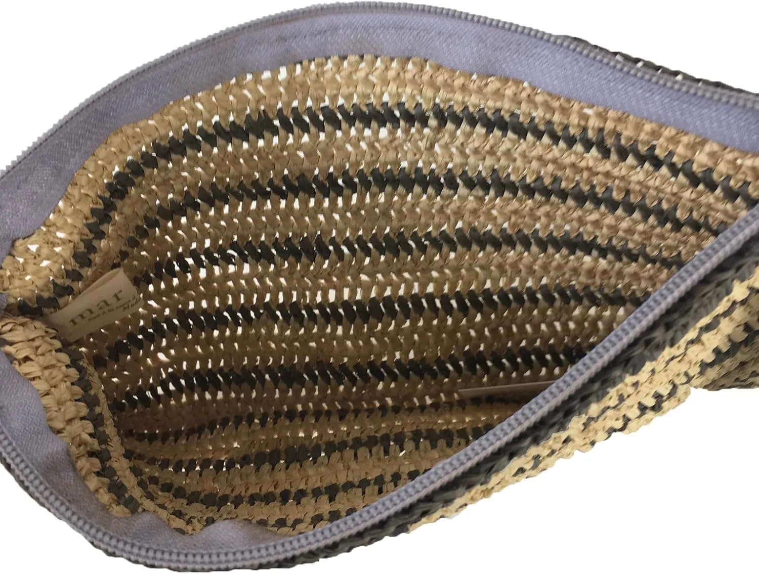 Emily Crochet Raffia Tassel Slim Clutch