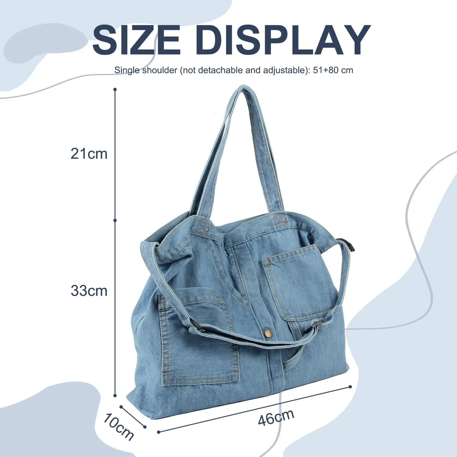 Emprier Soft Denim Handbag for Women Casual Hobo Tote Bag Retro Crossbody Bag Large Capacity Denim Purses