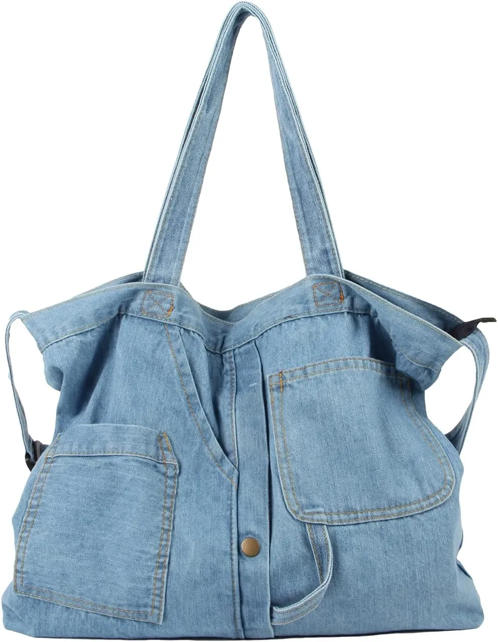 Emprier Soft Denim Handbag for Women Casual Hobo Tote Bag Retro Crossbody Bag Large Capacity Denim Purses