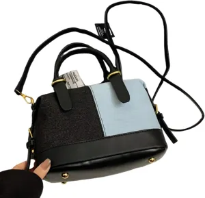 ENOPINK Crossbody Tote Bag for Women Denim Color Block Large Shoulder Bag HandBags Casual Work Travel