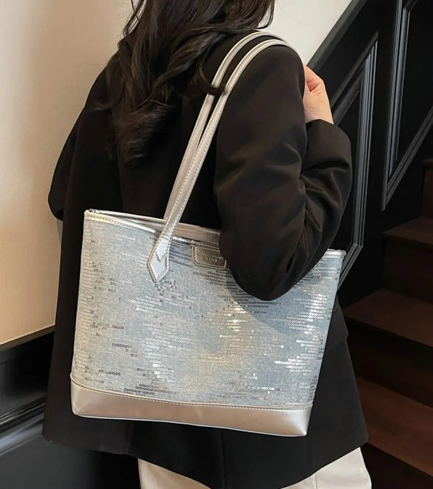 Epsion 2025 Pu Leather Tote Bag for Women Large Shoulder Bag with Zipper Work Shopper Handbag Travel Purse