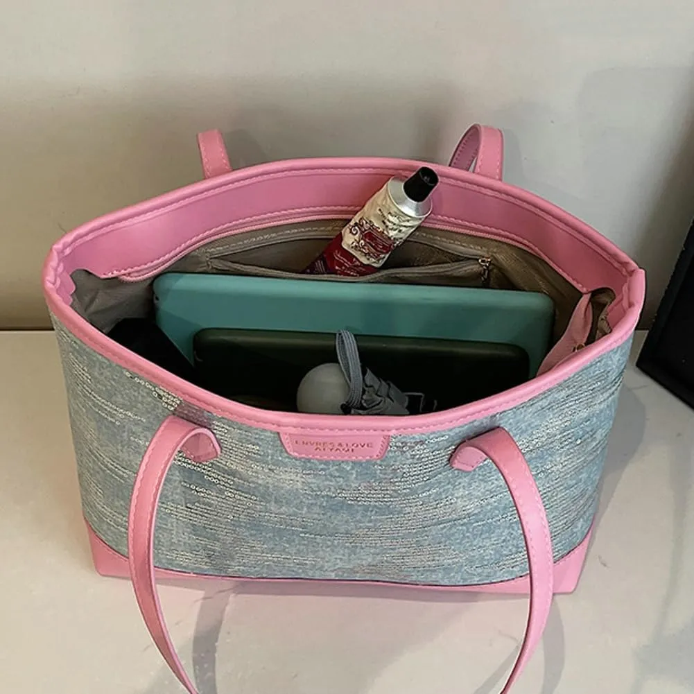 Epsion 2025 Pu Leather Tote Bag for Women Large Shoulder Bag with Zipper Work Shopper Handbag Travel Purse
