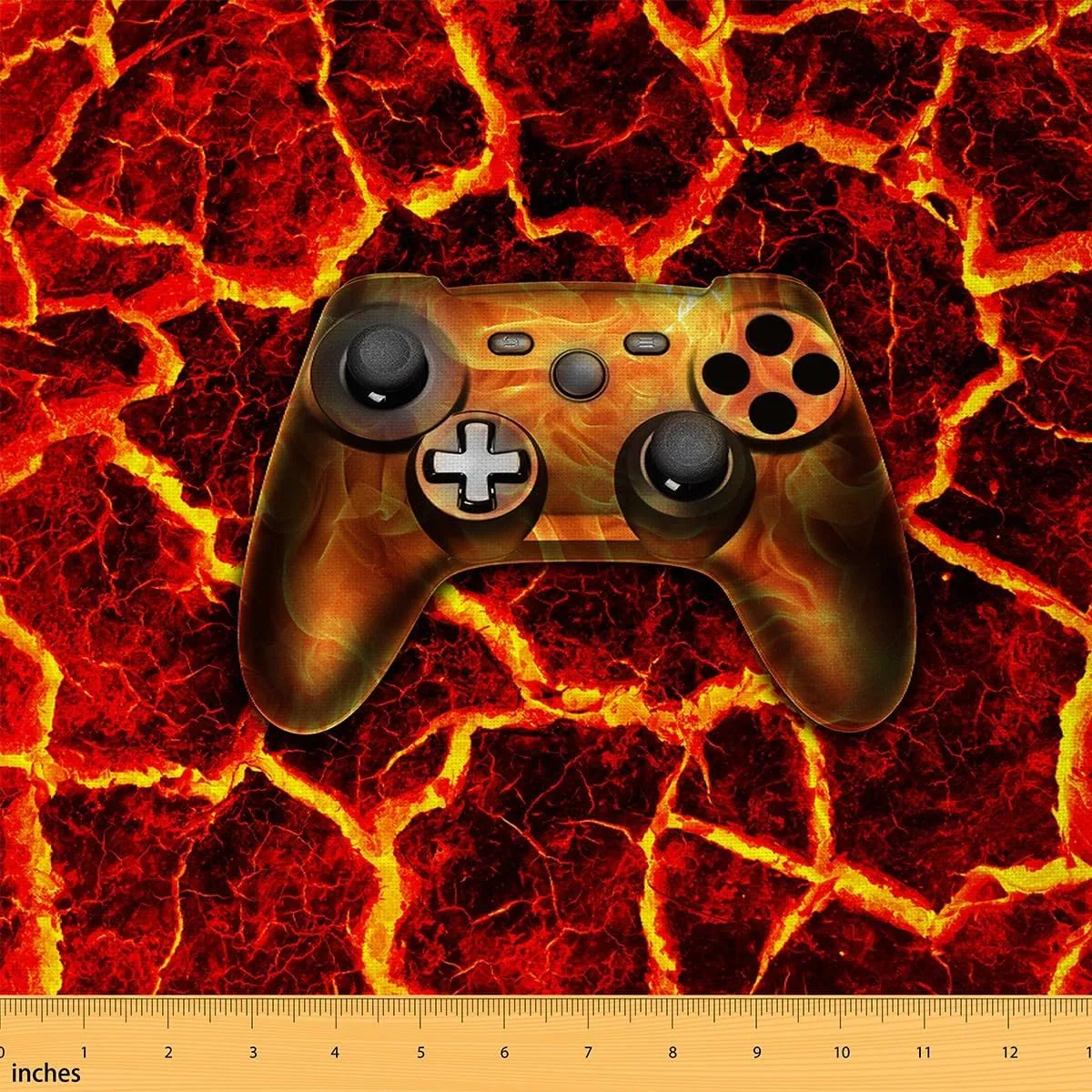 Erosebridal Gamer Fabric by The Yard,Orange Gaming Game Upholstery Fabric for Boys,Lava Backdrop Quilt Fabric,Modern Gamepad Video Games Waterproof Fabric,DIY Art Outdoor Fabric for Sewing,1 Yard