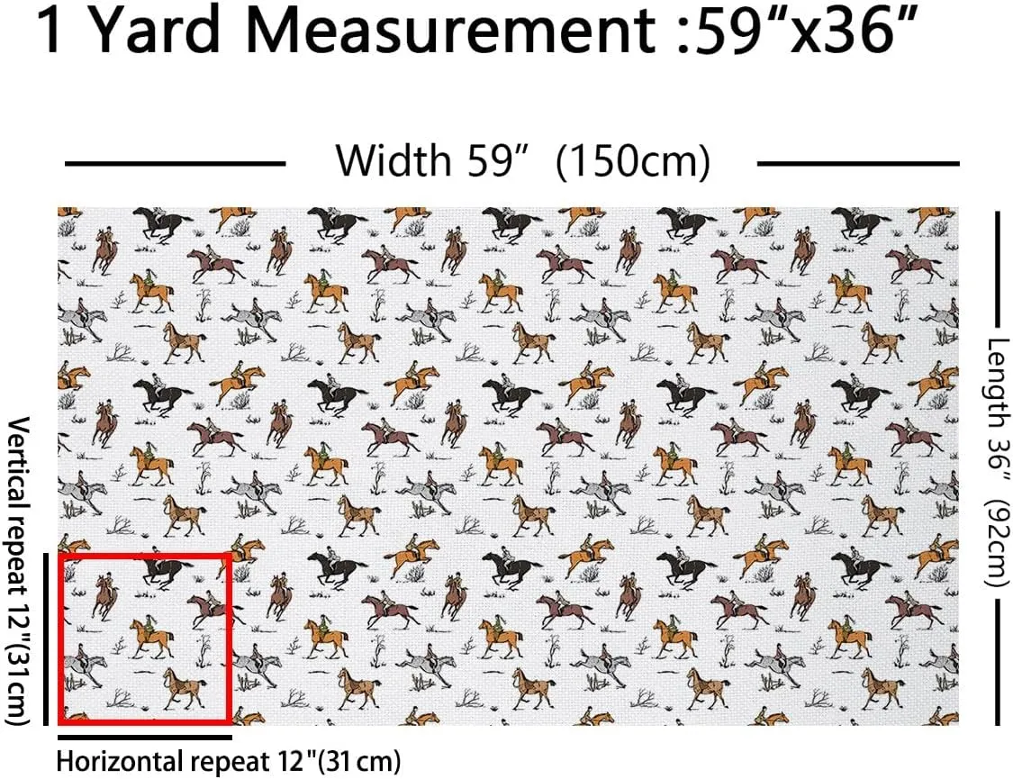 Erosebridal Horse Fabric by The Yard, Cowboy Upholstery Fabric, Riders Decorative Equestrian Sport Indoor Outdoor Retro Western Animals DIY Art Waterproof Black Yellow, 2 Yards