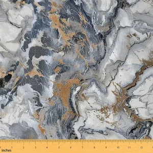 Erosebridal Marble Texture Upholstery Fabric Golden Stone Fabric by The Yard Glitter Liquid Decorative Fabric Nordic Style Indoor Outdoor Fabric for Boys Teenager Men,Black Waterproof 1 Yard