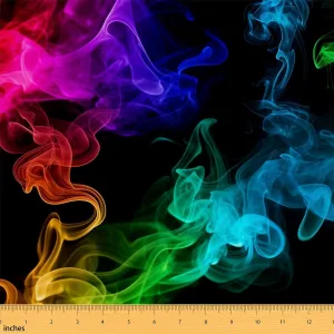 Erosebridal Mysterious Decorative Fabric,Neon Lights Upholstery Fabric,Ombre Chic Artwork Fabric by The Yard,Rainbow Flowing Design Indoor Outdoor Fabric for Upholstery and Home Accents,1 Yard