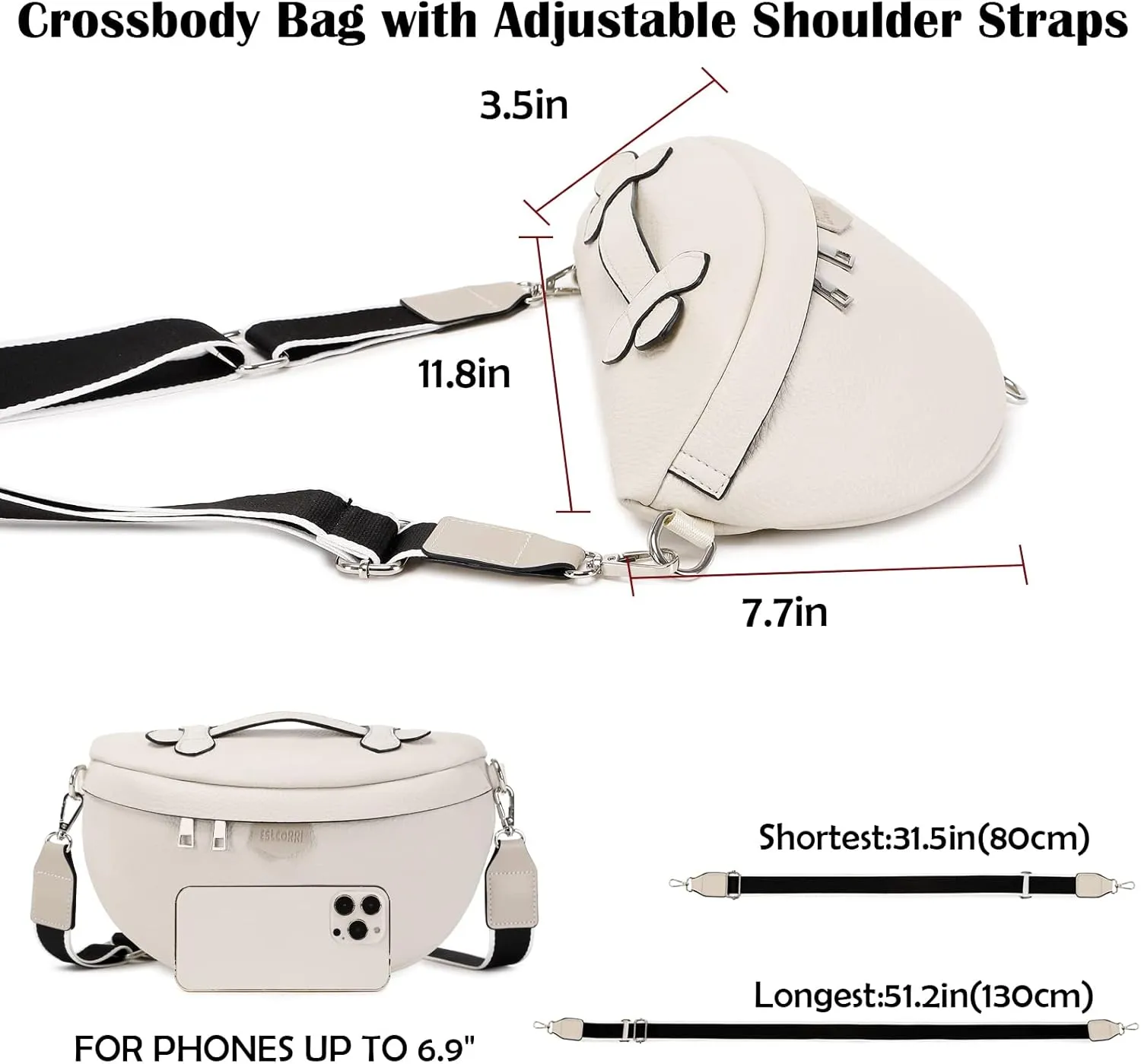Eslcorri Crossbody Bags for Women - Fashion Sling Purse Shoulder Bag Fanny Pack Leather Causal Chest Bum Bag Cross Body Purse