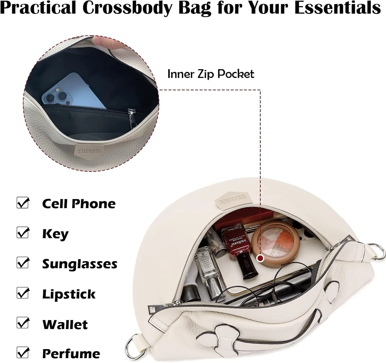Eslcorri Crossbody Bags for Women - Fashion Sling Purse Shoulder Bag Fanny Pack Leather Causal Chest Bum Bag Cross Body Purse