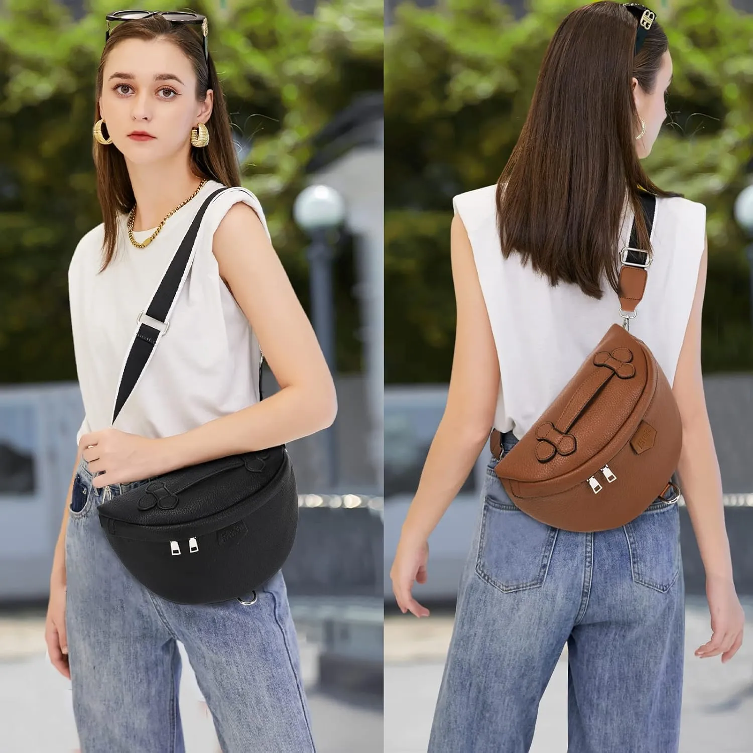 Eslcorri Crossbody Bags for Women - Fashion Sling Purse Shoulder Bag Fanny Pack Leather Causal Chest Bum Bag Cross Body Purse