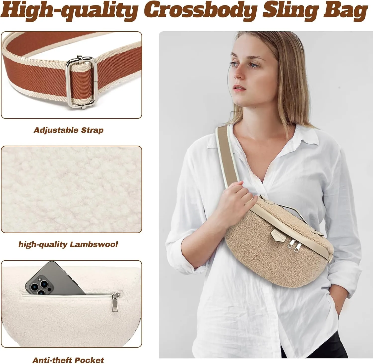 Eslcorri Crossbody Bags for Women - Fashion Sling Purse Shoulder Bag Fanny Pack Leather Causal Chest Bum Bag Cross Body Purse