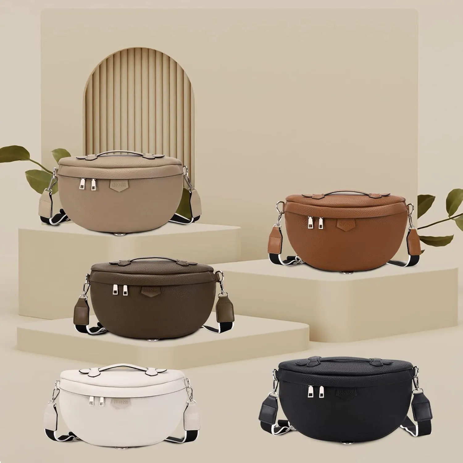 Eslcorri Crossbody Bags for Women - Fashion Sling Purse Shoulder Bag Fanny Pack Leather Causal Chest Bum Bag Cross Body Purse