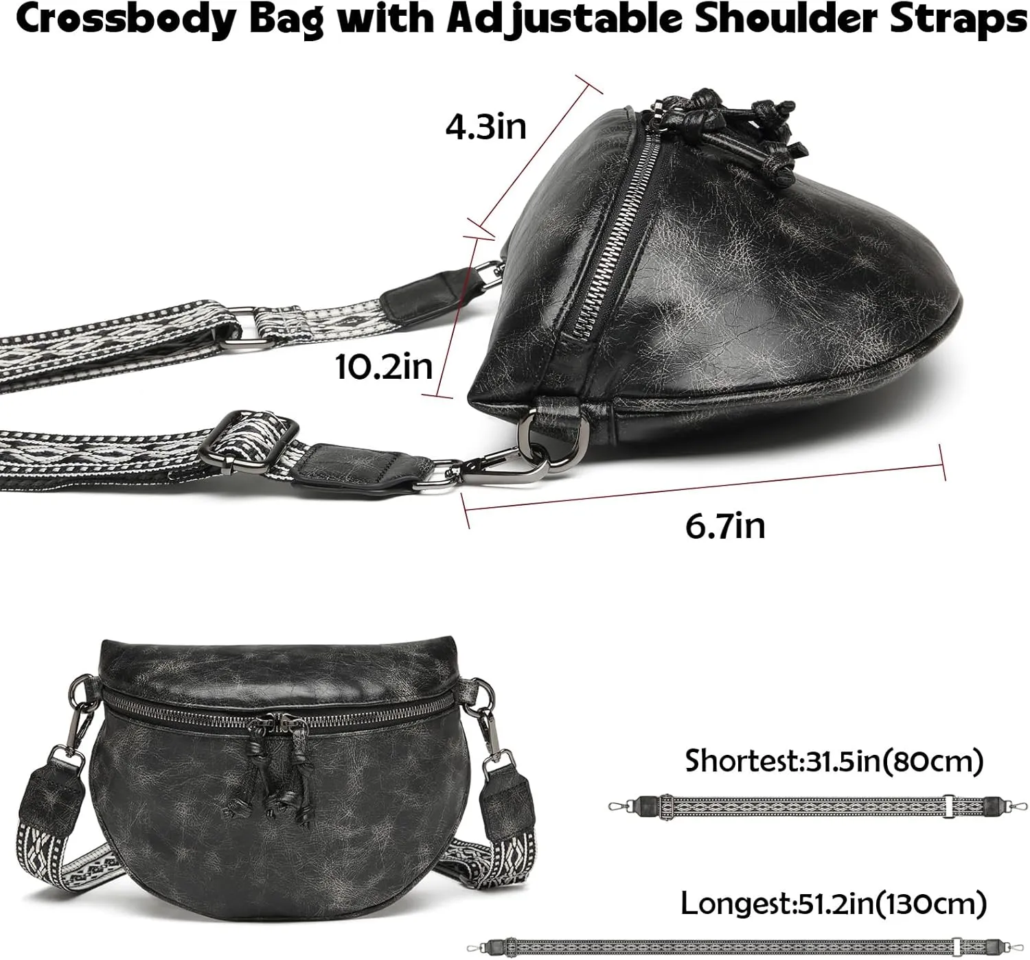 Eslcorri Small Crossbody Sling Bag for Women Trendy - Fanny Packs Leather Chest Belt Bum Bag Anti Theft Purse for Travel