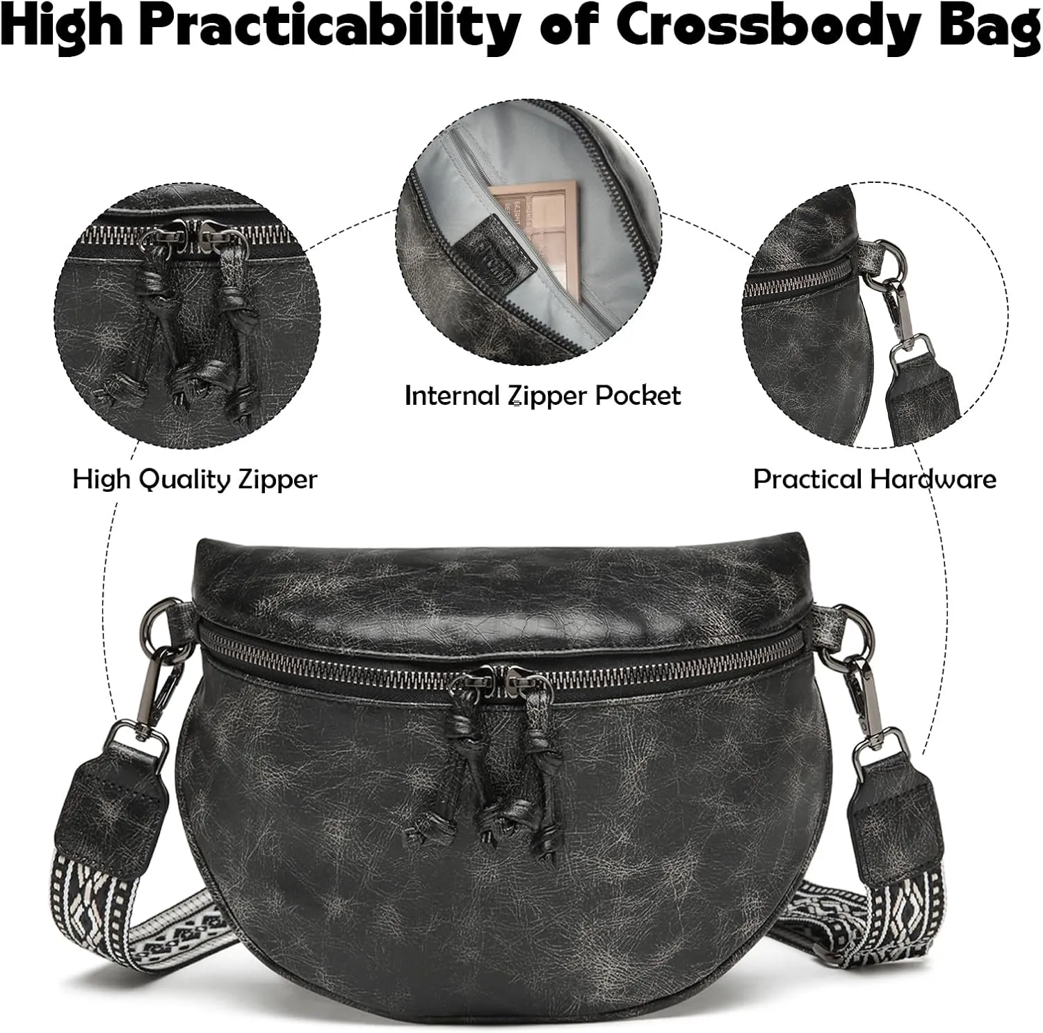 Eslcorri Small Crossbody Sling Bag for Women Trendy - Fanny Packs Leather Chest Belt Bum Bag Anti Theft Purse for Travel
