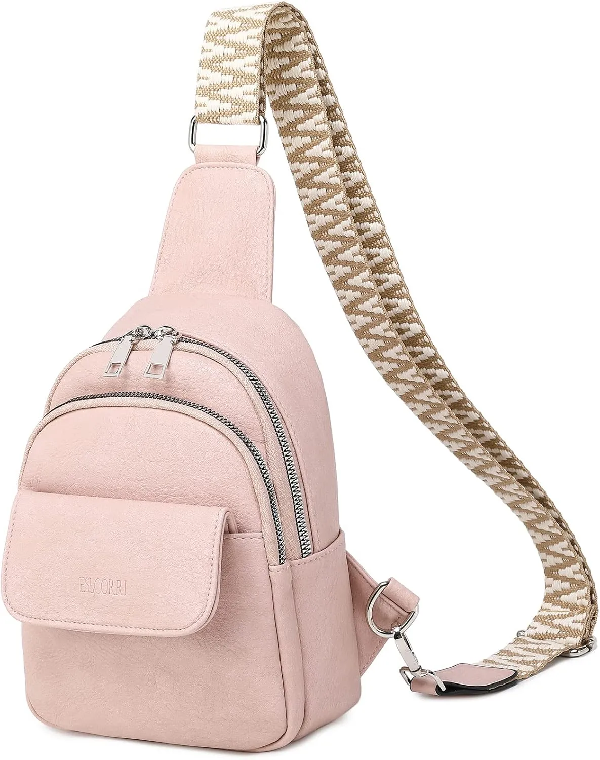 Eslcorri Small Crossbody Sling Bag for Women Trendy - Fashionable Fanny Packs Vegan Leather Chest Belt Bum Bag Anti Theft Crossbody Sling Purse for Women for Travel Sport Camping