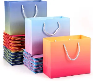 EUSOAR Gift Wrap Bags Bulk, 30 pack 3 Colors 8.6x3.9x7 inches Small Paper Shopping Bags with Handles, for Boutique, Retail, Grocery, Craft, Business, Party Favors, Birthday, Baby Shower, Wedding