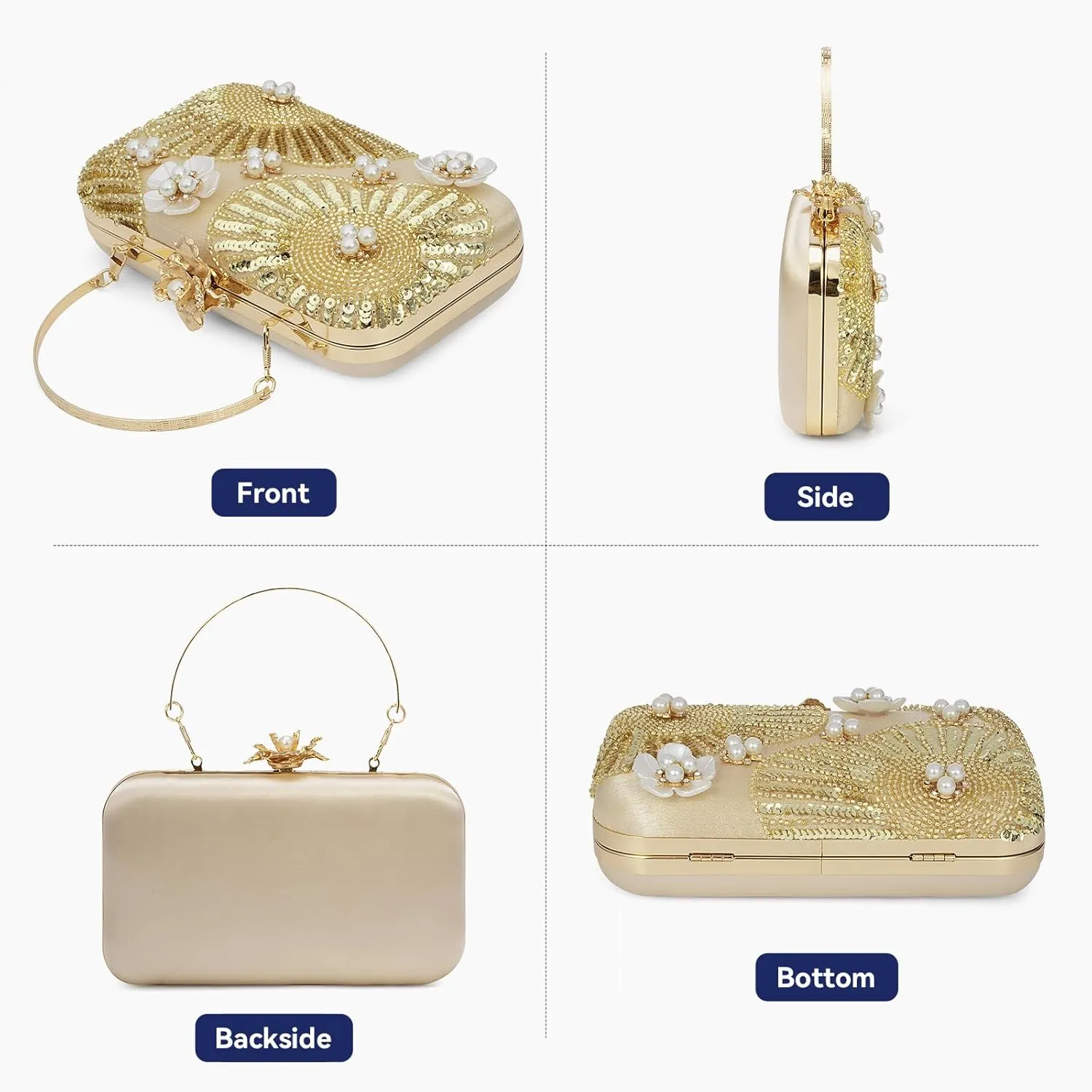 Evening Bag Clutch Purses for Women Beaded Sequin Peacock Party Handbag Wedding Purse