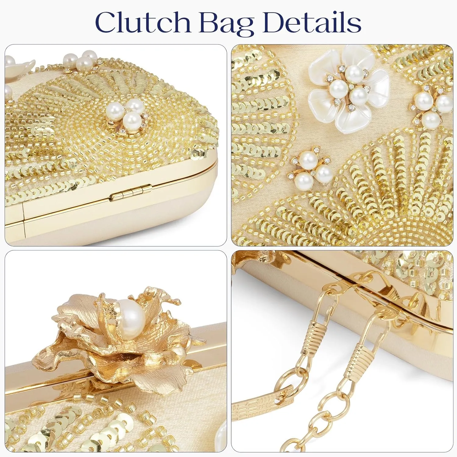 Evening Bag Clutch Purses for Women Beaded Sequin Peacock Party Handbag Wedding Purse