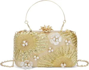 Evening Bag Clutch Purses for Women Beaded Sequin Peacock Party Handbag Wedding Purse