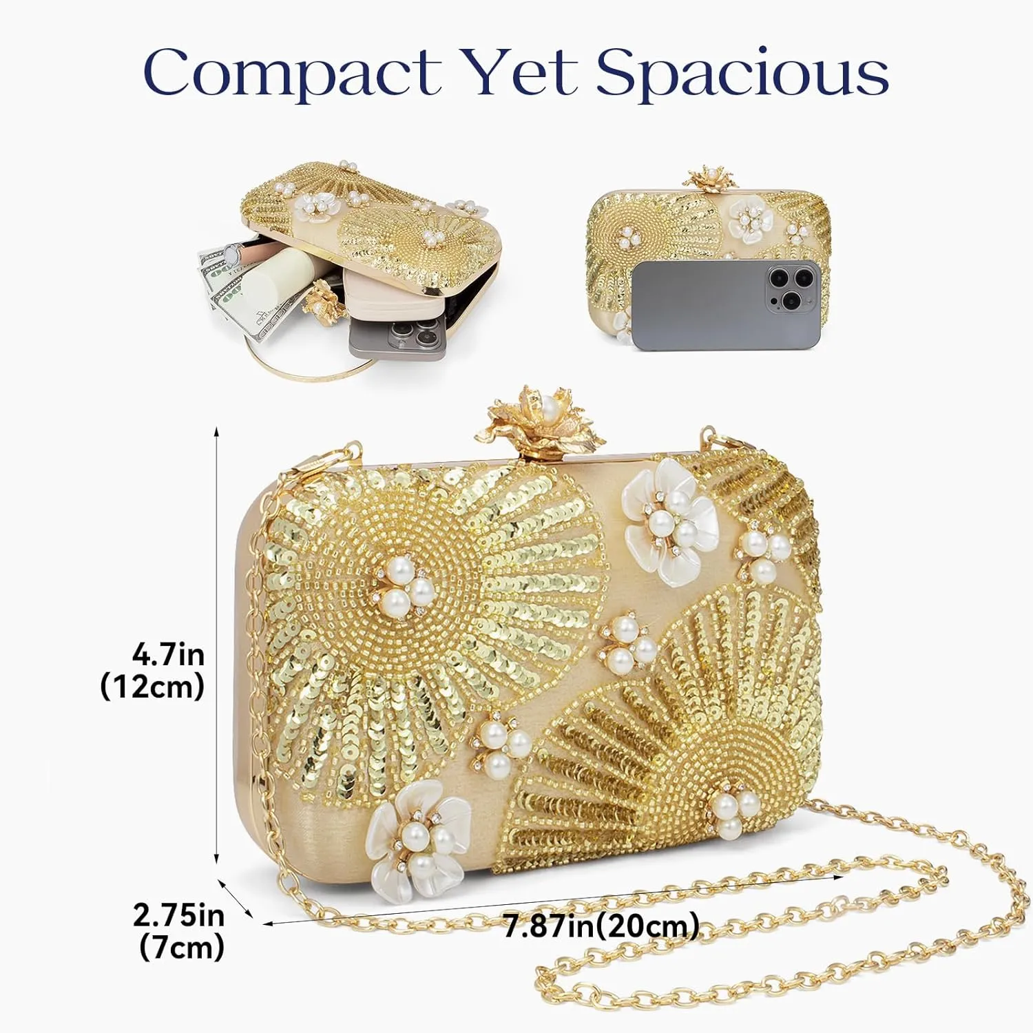 Evening Bag Clutch Purses for Women Beaded Sequin Peacock Party Handbag Wedding Purse