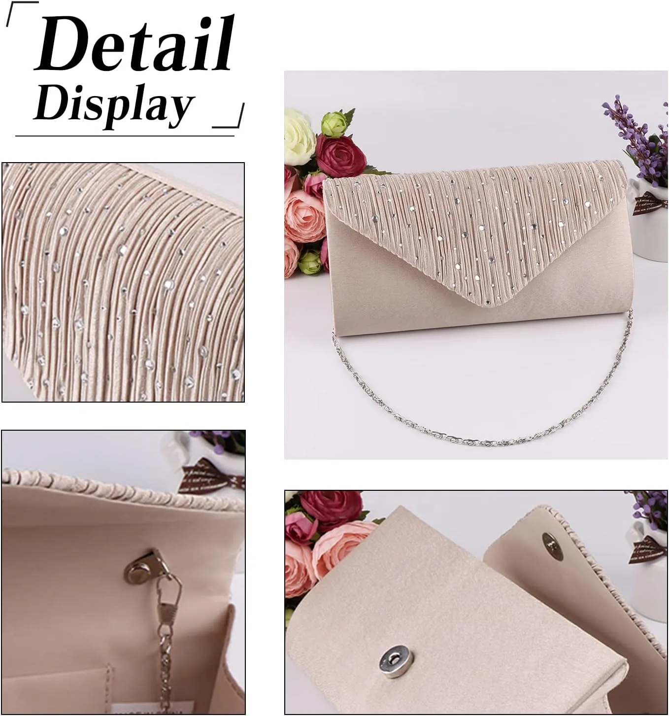 Evening Bag for Women Rhinestone Clutch Bag Envelope Handbag Bridal Wedding Purse Elegant Shoulder Bag