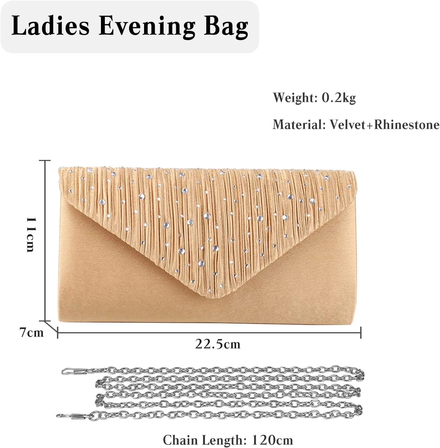 Evening Bag for Women Rhinestone Clutch Bag Envelope Handbag Bridal Wedding Purse Elegant Shoulder Bag