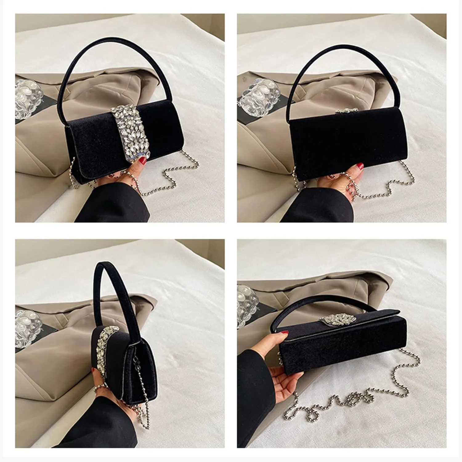 Evening Bag for Women Rhinestone Clutch Bag Sparkly Crystal Handbag Bridal Wedding Purse Glitter Shoulder Bag