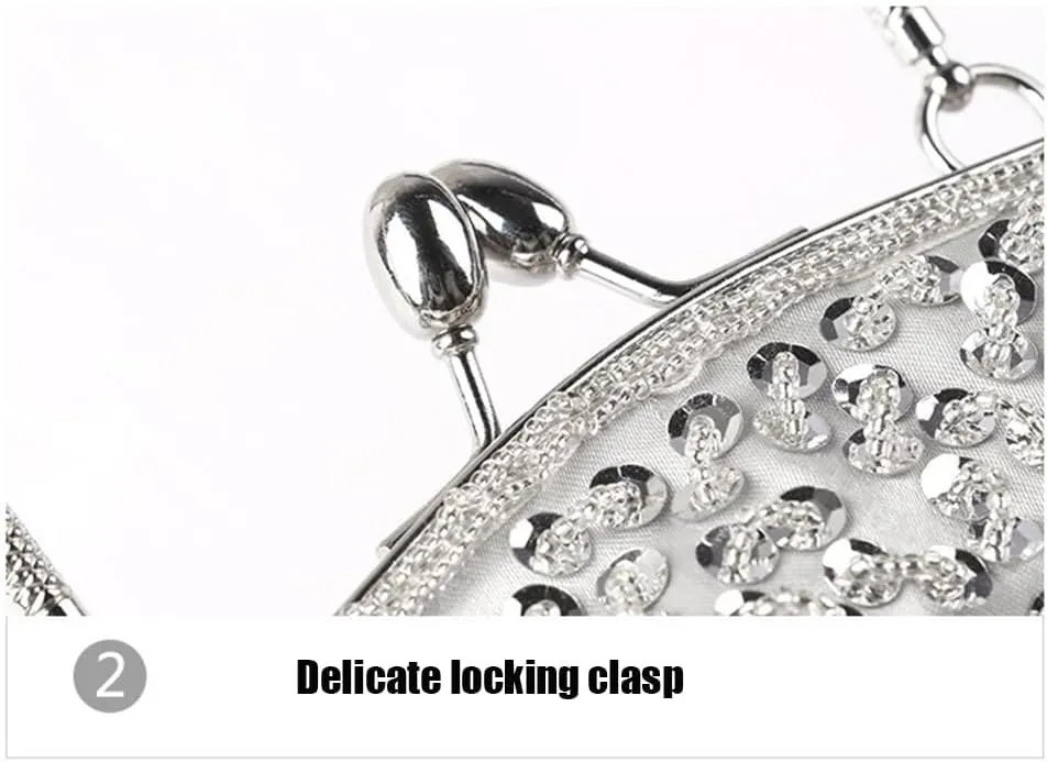 Evening Bag Womens Vintage Floral Beaded Rhinestone Embroidery Clutch Purse Evening Handbag Shoulder Bag for Wedding Party