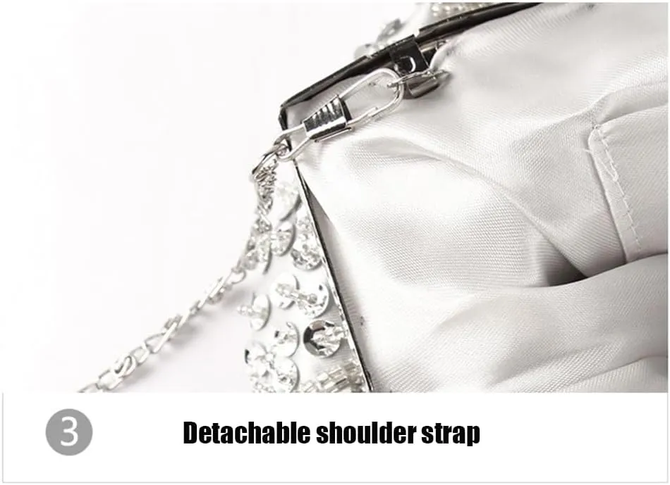 Evening Bag Womens Vintage Floral Beaded Rhinestone Embroidery Clutch Purse Evening Handbag Shoulder Bag for Wedding Party