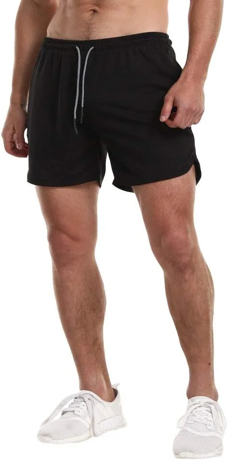 EVERWORTH Men's 2-in-1 Bodybuilding Workout Shorts Lightweight Gym Training Short Running Athletic Jogger with Zipper Pockets