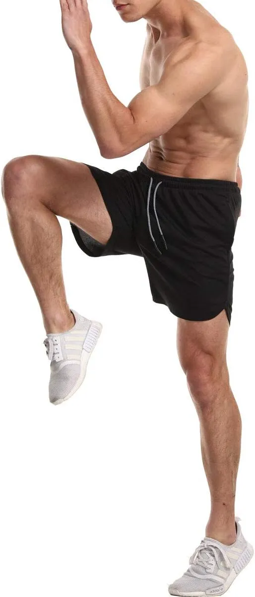 EVERWORTH Men's 2-in-1 Bodybuilding Workout Shorts Lightweight Gym Training Short Running Athletic Jogger with Zipper Pockets