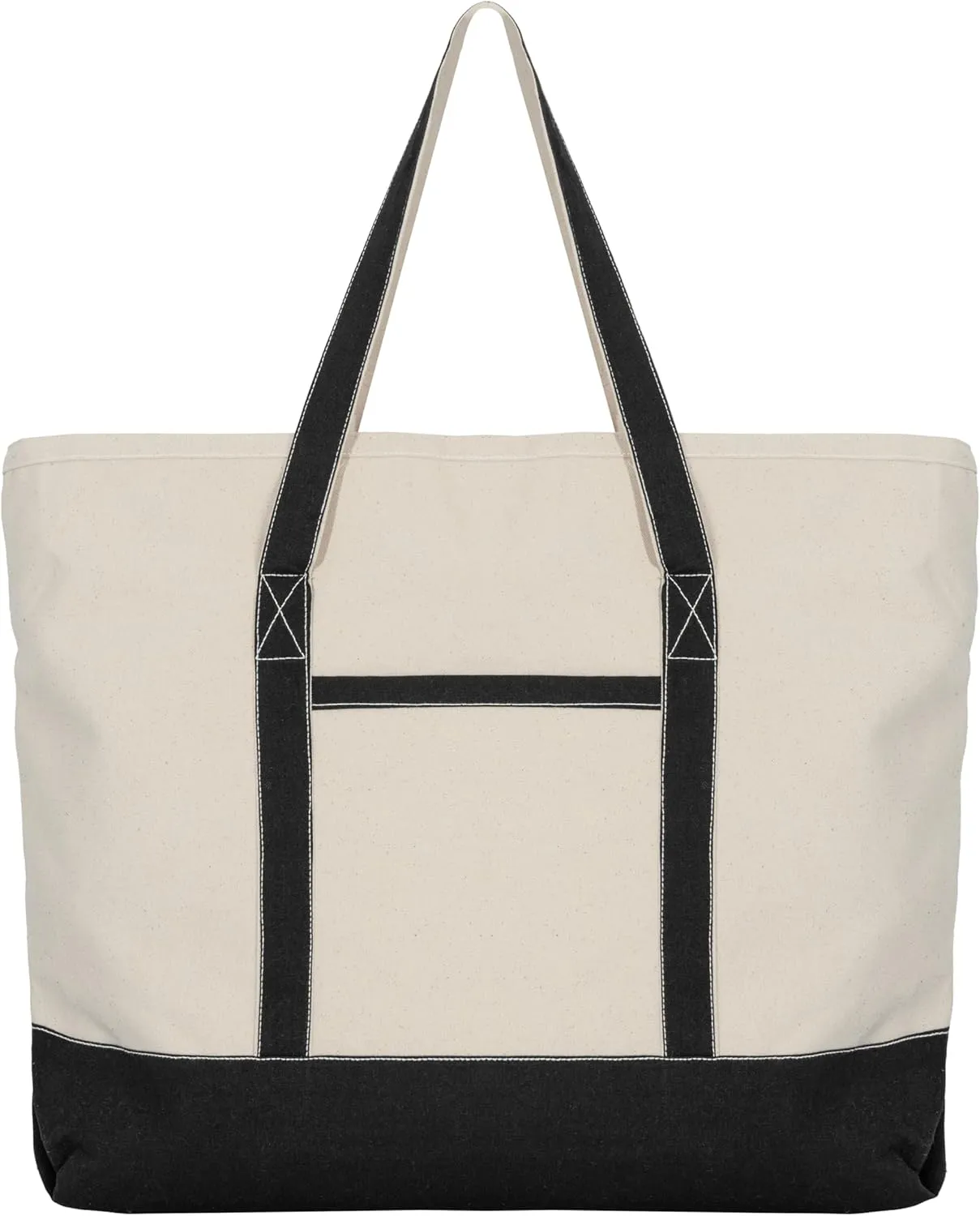 Extra Large Canvas Tote Bags with Zipper - 22 Inch Heavy Duty, Premium Zippered Tote Bag - Zip Top, 100% Organic Cotton, Sturdy, Washable Multipurpose Canvas Shopping Bag