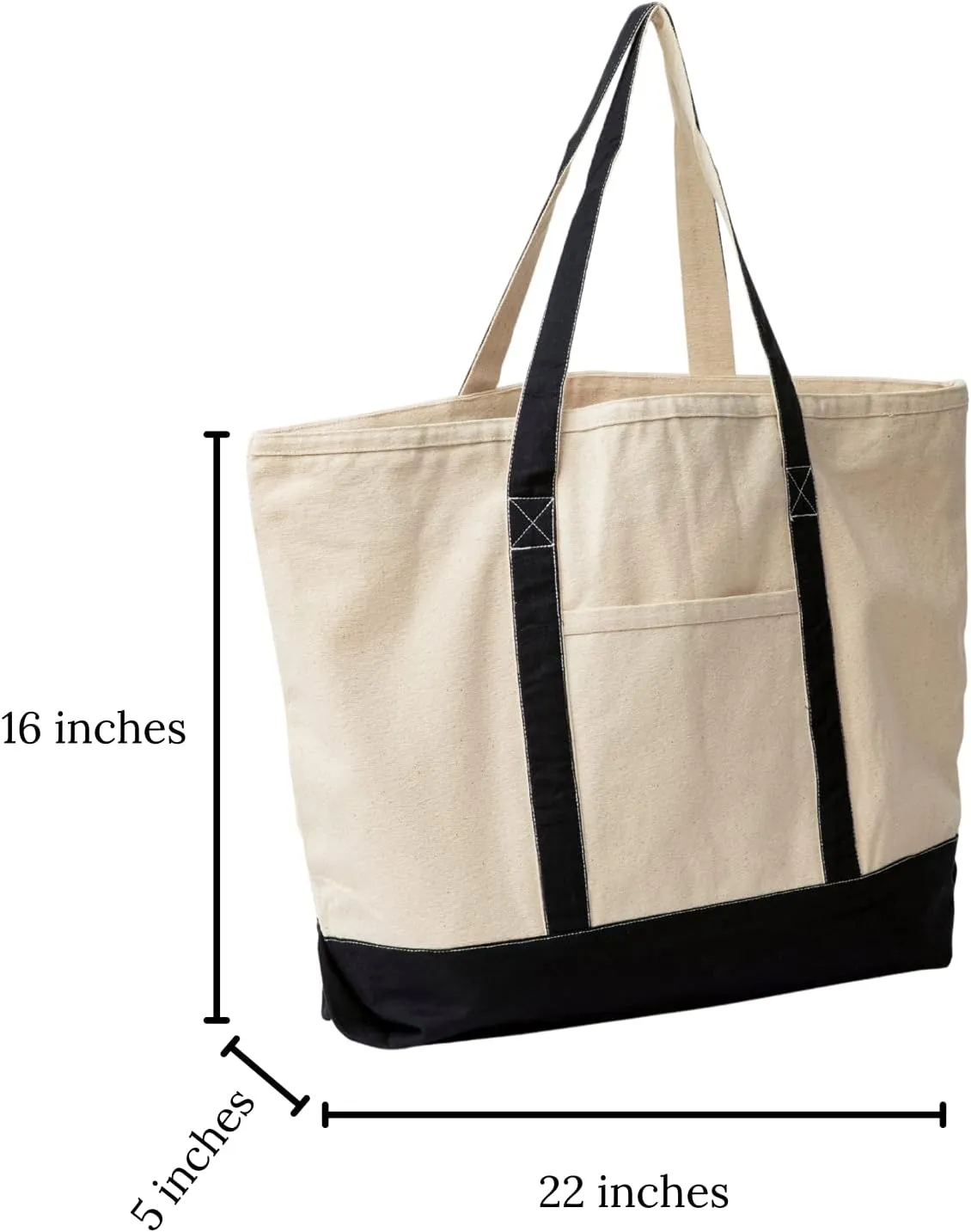 Extra Large Canvas Tote Bags with Zipper - 22 Inch Heavy Duty, Premium Zippered Tote Bag - Zip Top, 100% Organic Cotton, Sturdy, Washable Multipurpose Canvas Shopping Bag