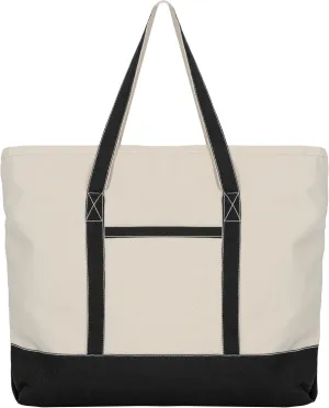 Extra Large Canvas Tote Bags with Zipper - 22 Inch Heavy Duty, Premium Zippered Tote Bag - Zip Top, 100% Organic Cotton, Sturdy, Washable Multipurpose Canvas Shopping Bag