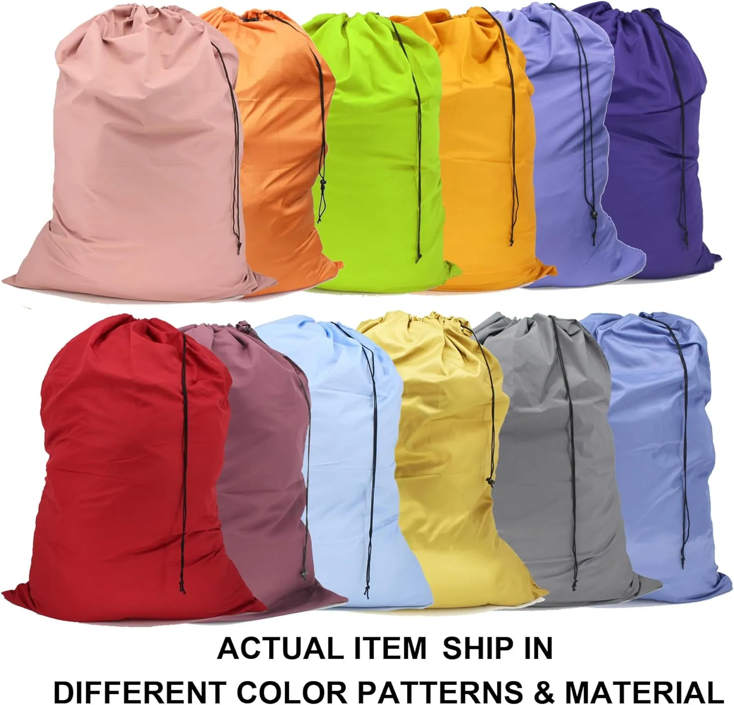 Extra Large Nylon Laundry Bag Travel Laundry Bags with Drawstring Closure Fit a Laundry Basket or Hamper for college dorm and apartment dwellers Machine Washable 30"x40" (Mixed Color 12 Pack)