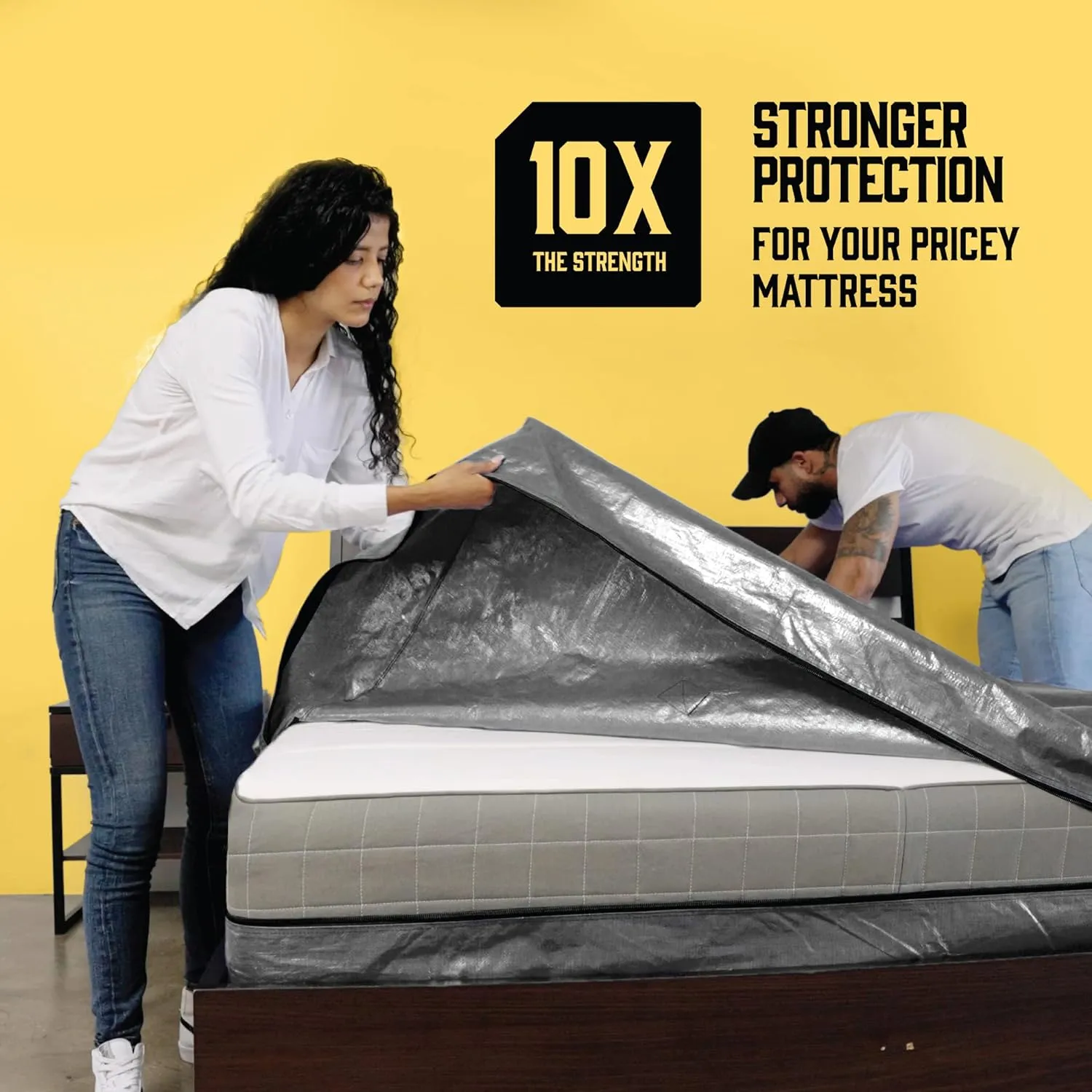 Extra-Thick Mattress Bags for Moving - Full XL Size - Reusable Mattress Storage with Zipper, 8 Handles