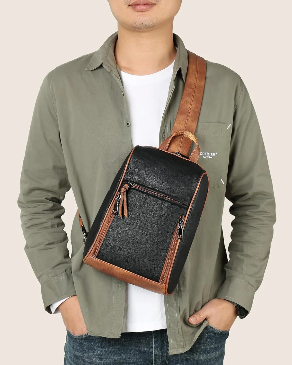FADEON Sling Bag for Women Crossbody Purse Sling Bags, Designer Sling Purses Medium Travel Multi-Pocket Sling Backpack